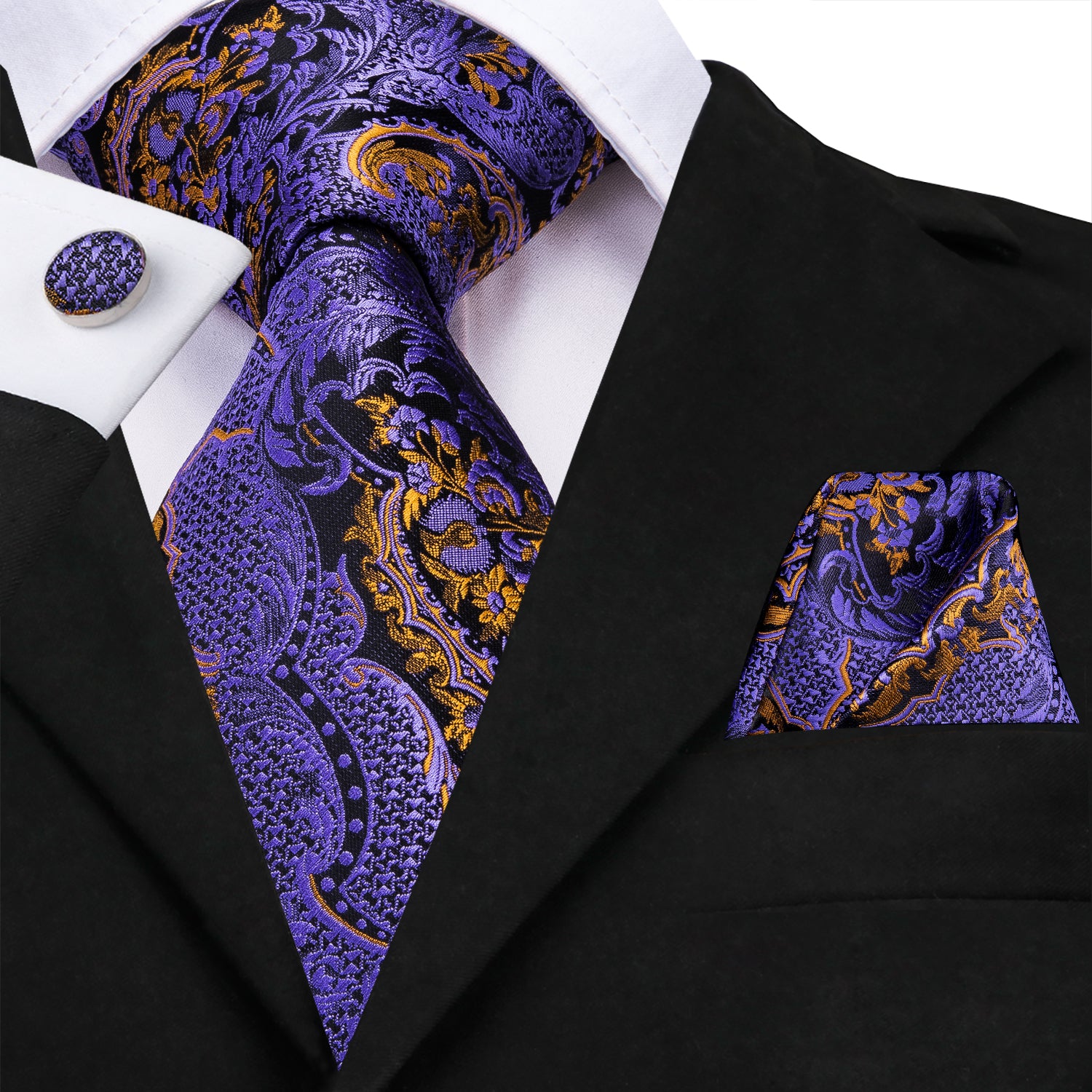 Amethyst Dragon Scale Blossom Silk Tie