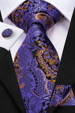 Amethyst Dragon Scale Blossom Silk Tie