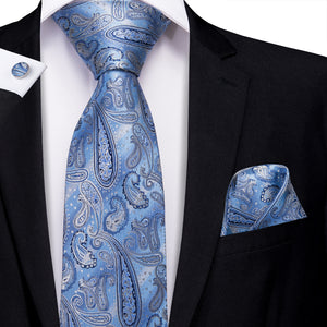 Azure Sky Paisley Silk Tie