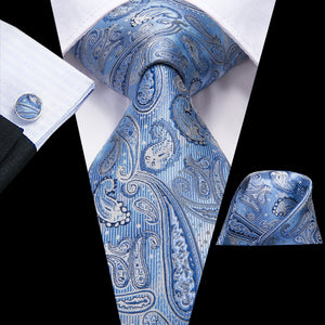 Azure Sky Paisley Silk Tie