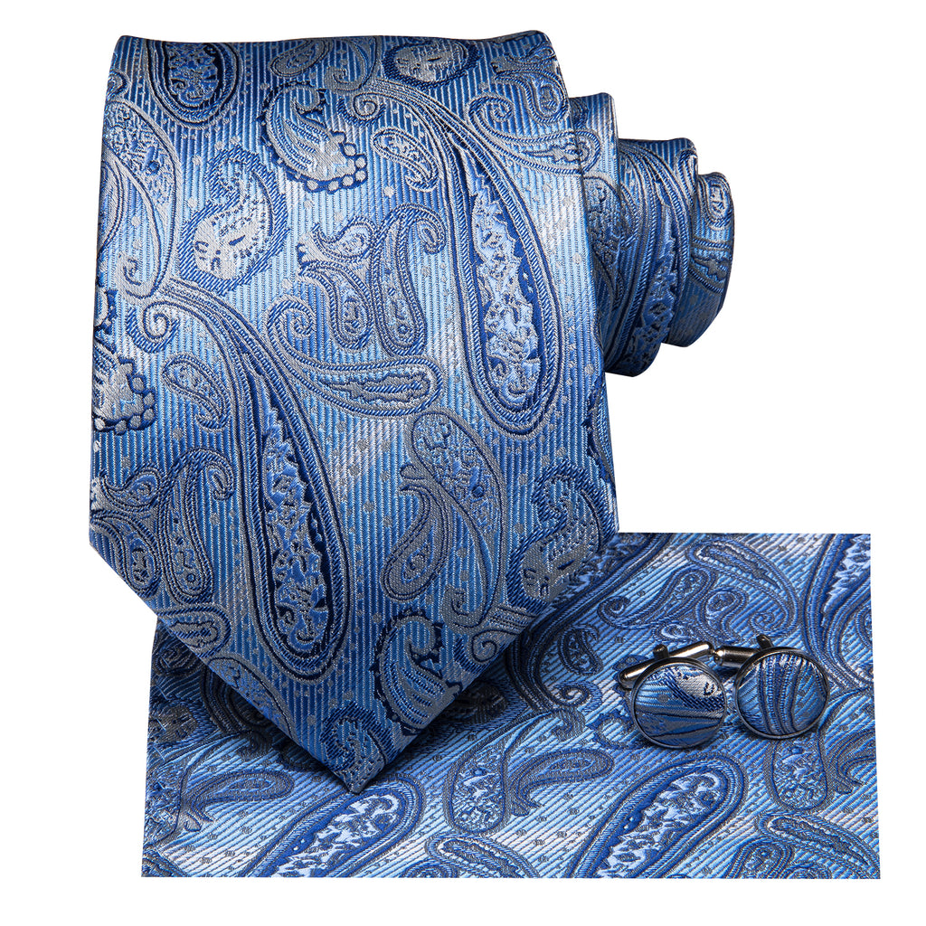 Azure Sky Paisley Silk Tie