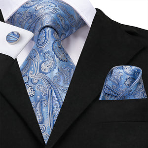 Azure Sky Paisley Silk Tie