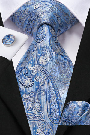 Azure Sky Paisley Silk Tie