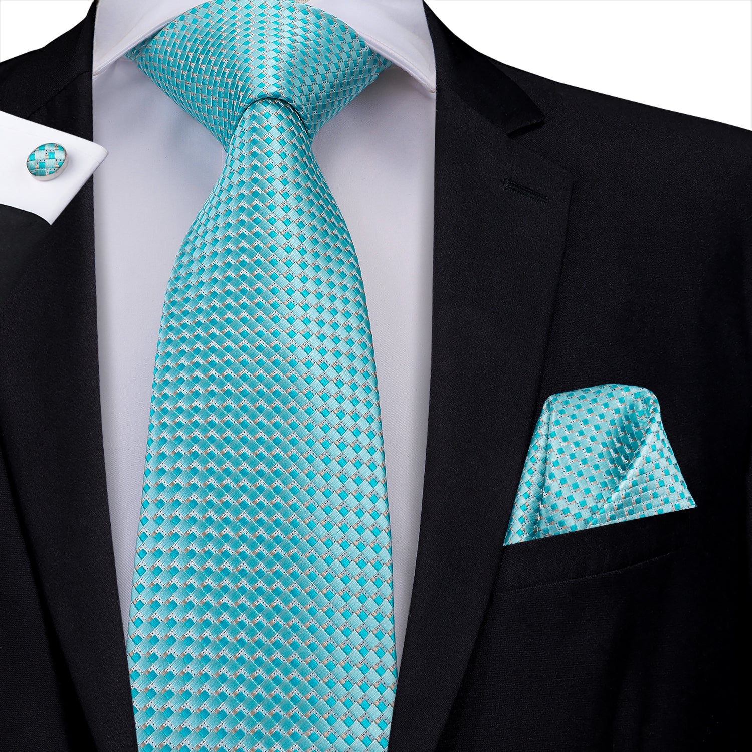 Aquamarine Turquoise Diamond Silk Tie