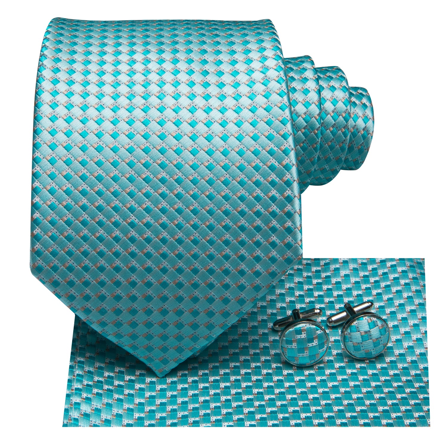 Aquamarine Turquoise Diamond Silk Tie