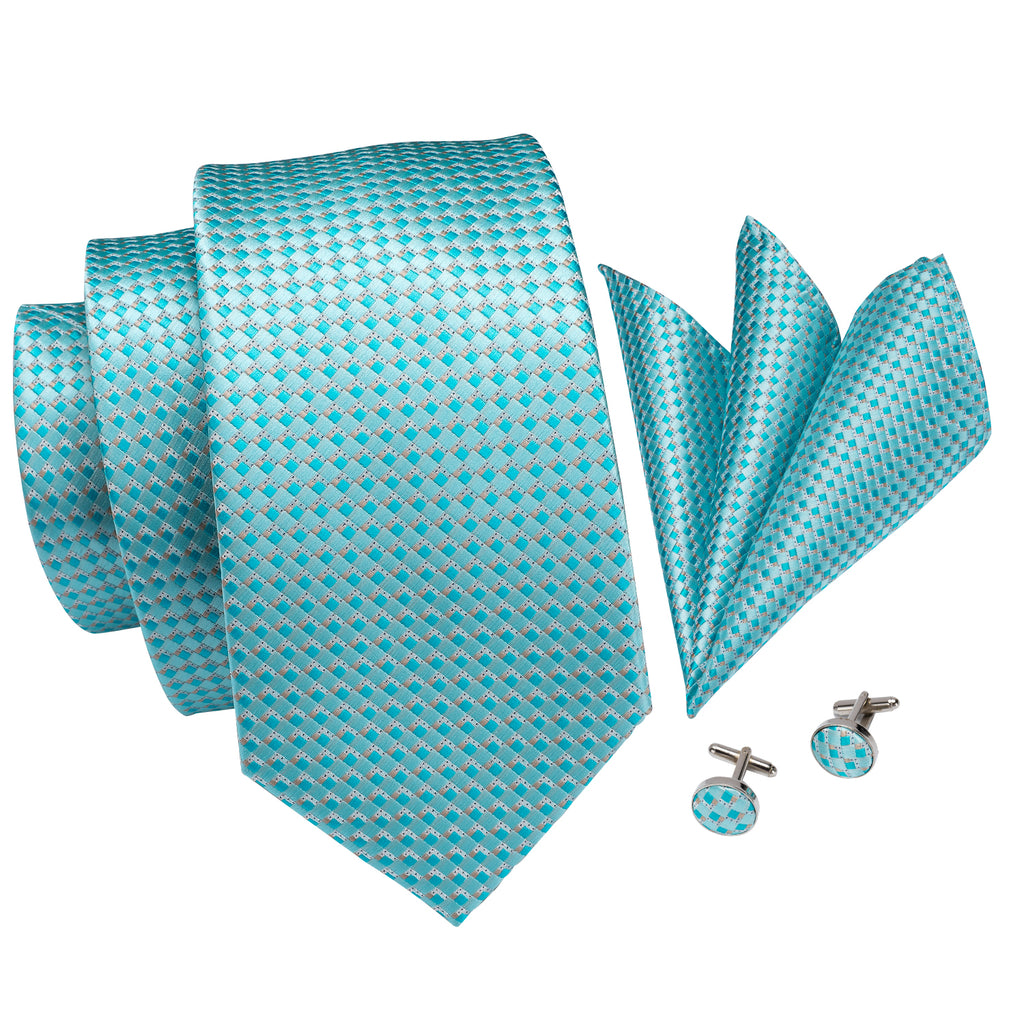 Aquamarine Turquoise Diamond Silk Tie