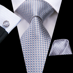 Silver Blue Steel Diamond Silk Tie