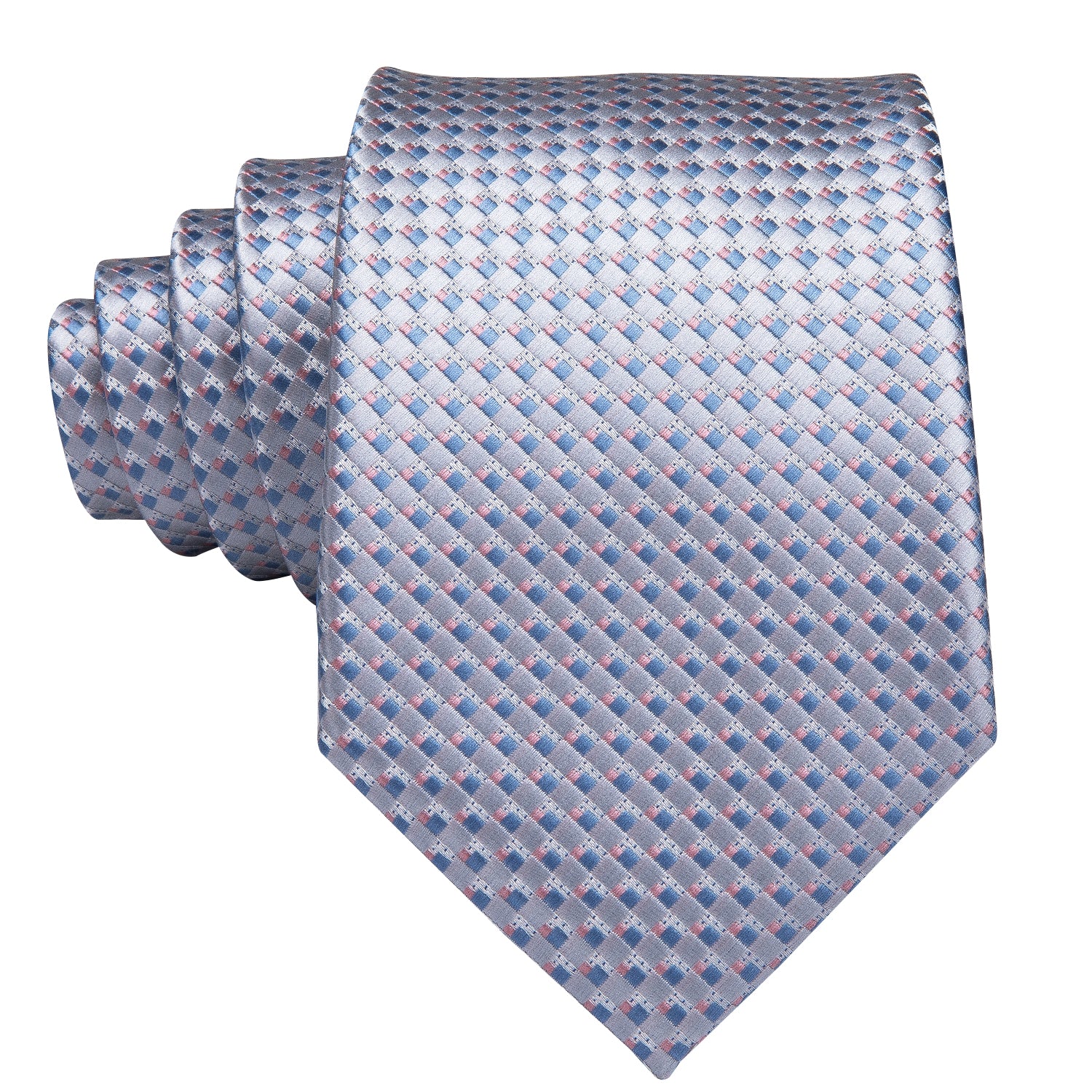 Silver Blue Steel Diamond Silk Tie