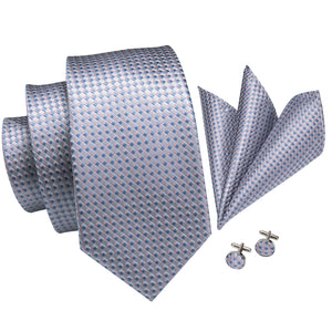 Silver Blue Steel Diamond Silk Tie