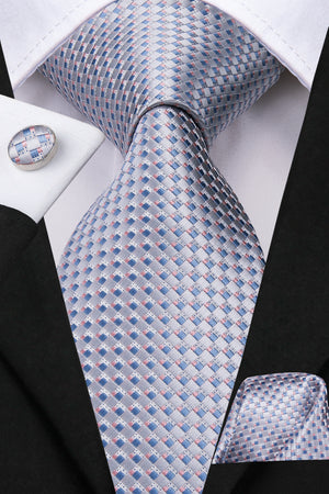 Silver Blue Steel Diamond Silk Tie