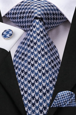 Cobalt Pearl Houndstooth Silk Tie