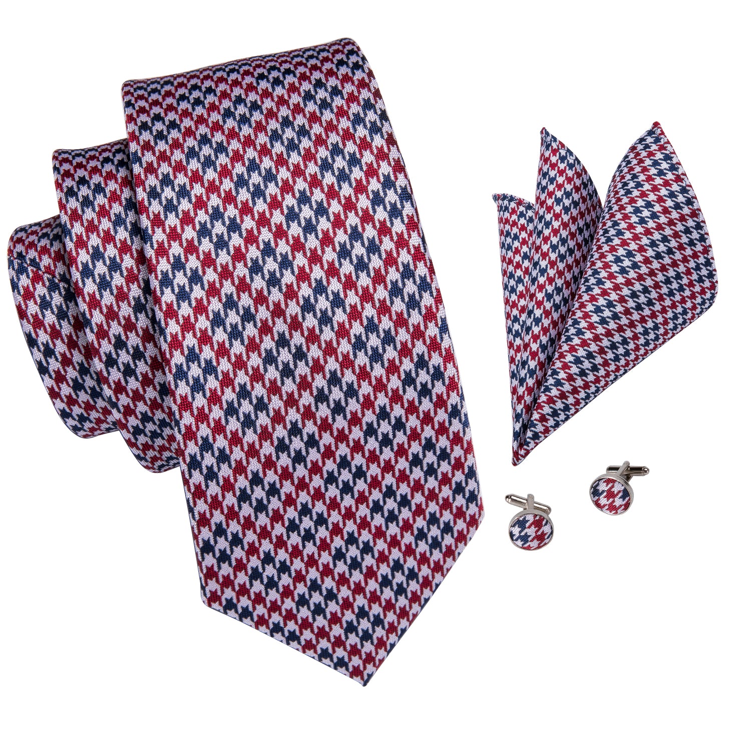 Ruby Pearl Houndstooth Silk Tie