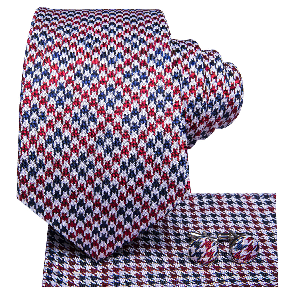 Ruby Pearl Houndstooth Silk Tie