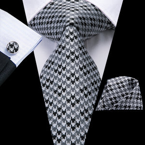 Graphite Pearl Houndstooth Silk Tie