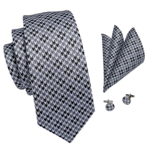 Graphite Pearl Houndstooth Silk Tie