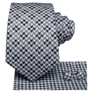 Graphite Pearl Houndstooth Silk Tie