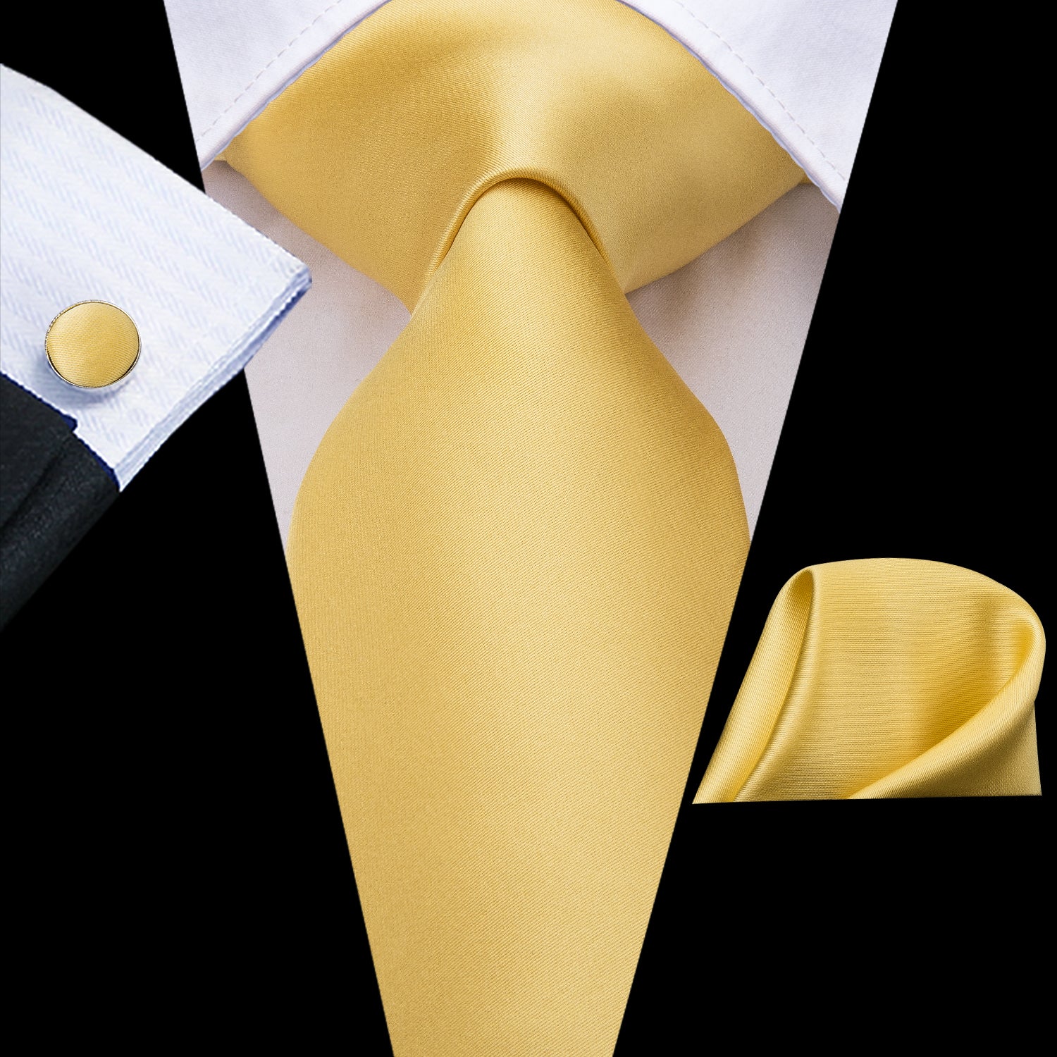 Solid Metallic Gold Silk Tie