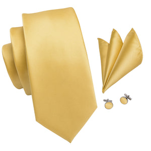 Solid Metallic Gold Silk Tie