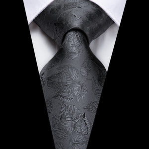 Solid Graphite Leaves Silk Tie