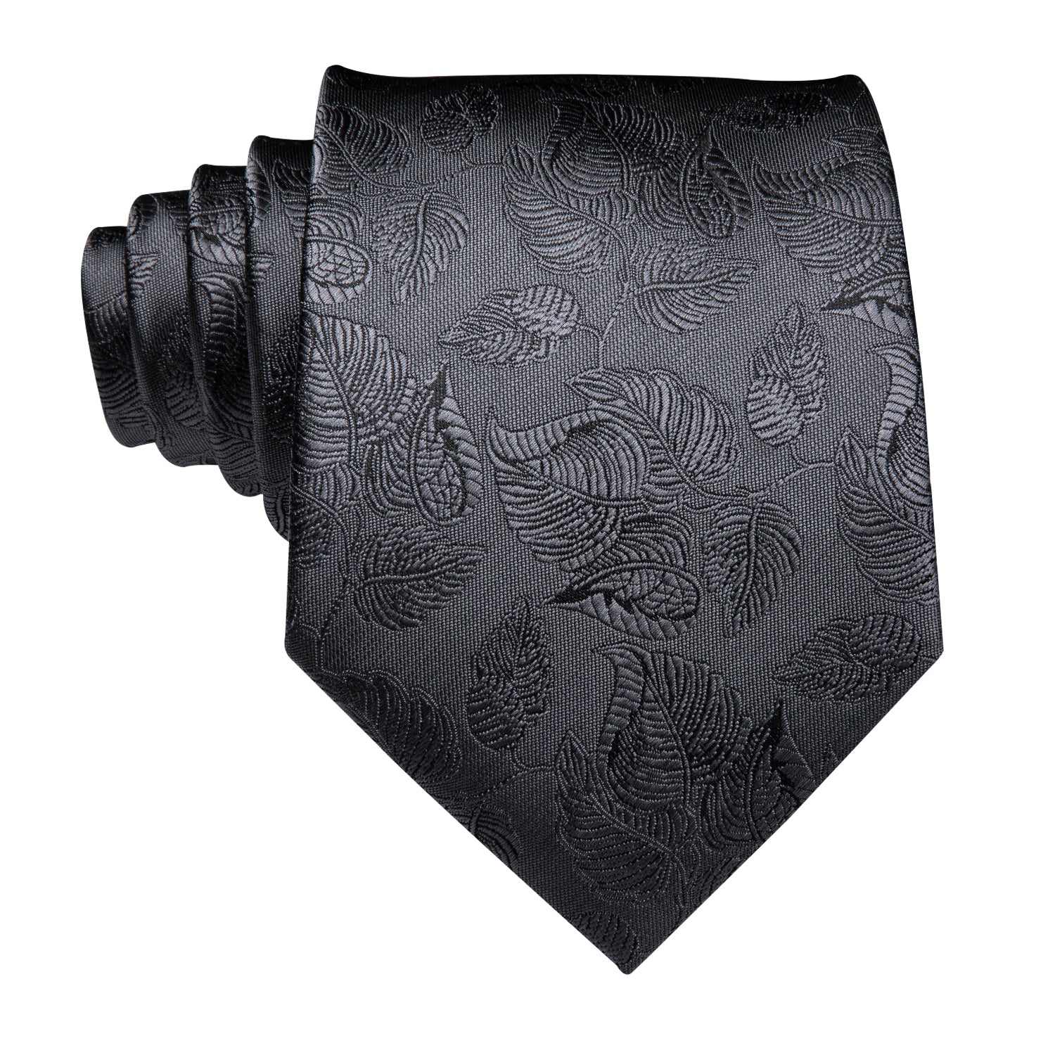 Solid Graphite Leaves Silk Tie