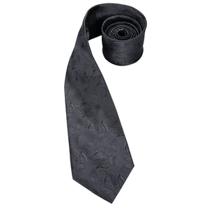 Solid Graphite Leaves Silk Tie