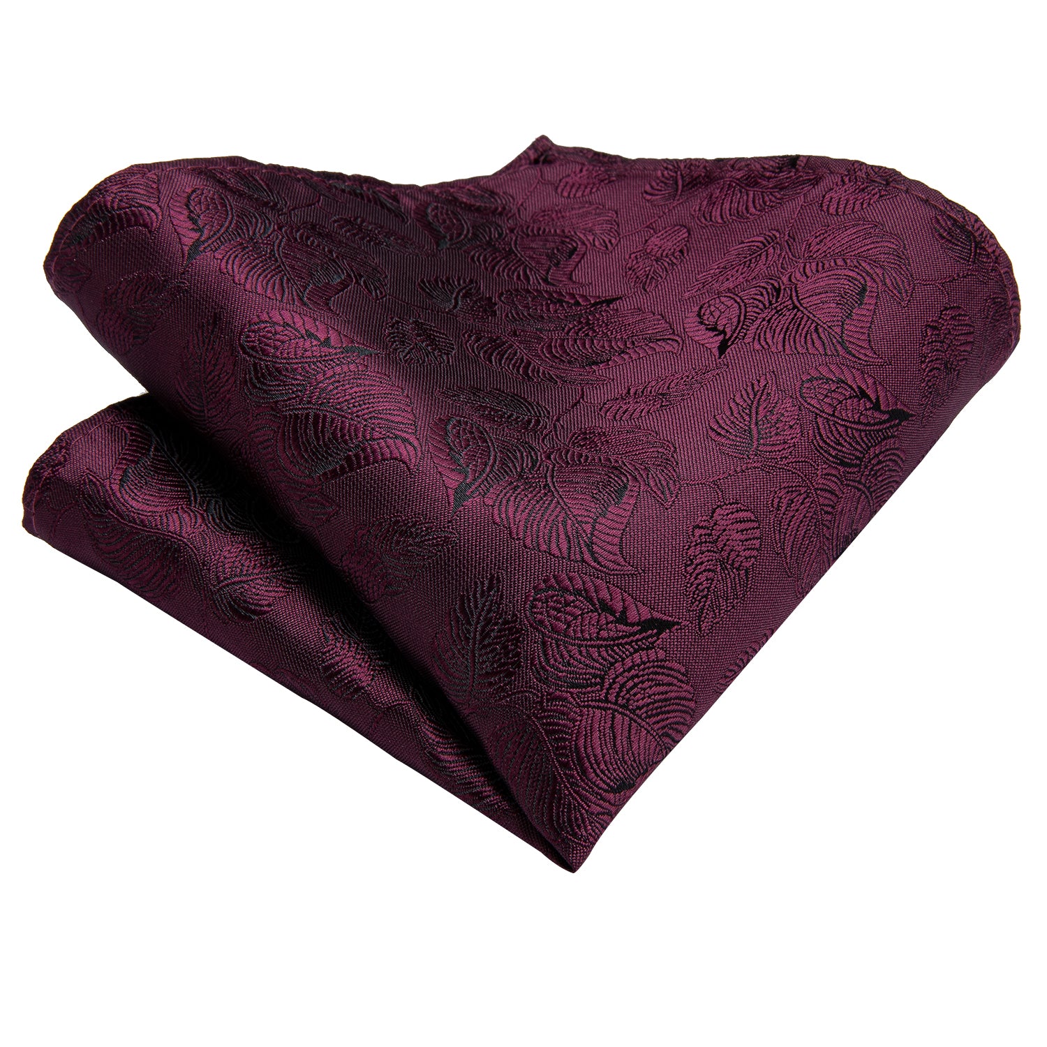 Solid Midnight Ruby Leaves Silk Tie