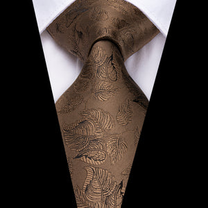 Solid Bronze Leaves Silk Tie