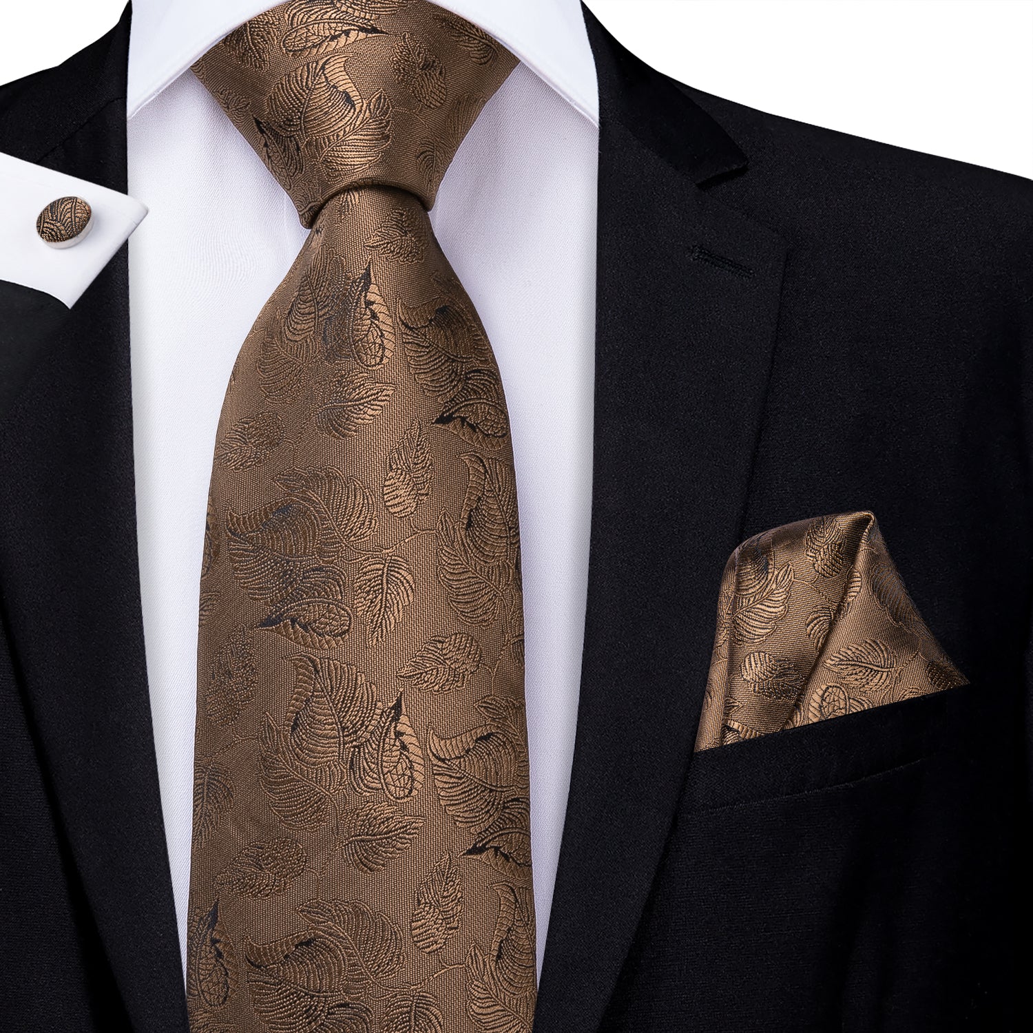 Solid Bronze Leaves Silk Tie