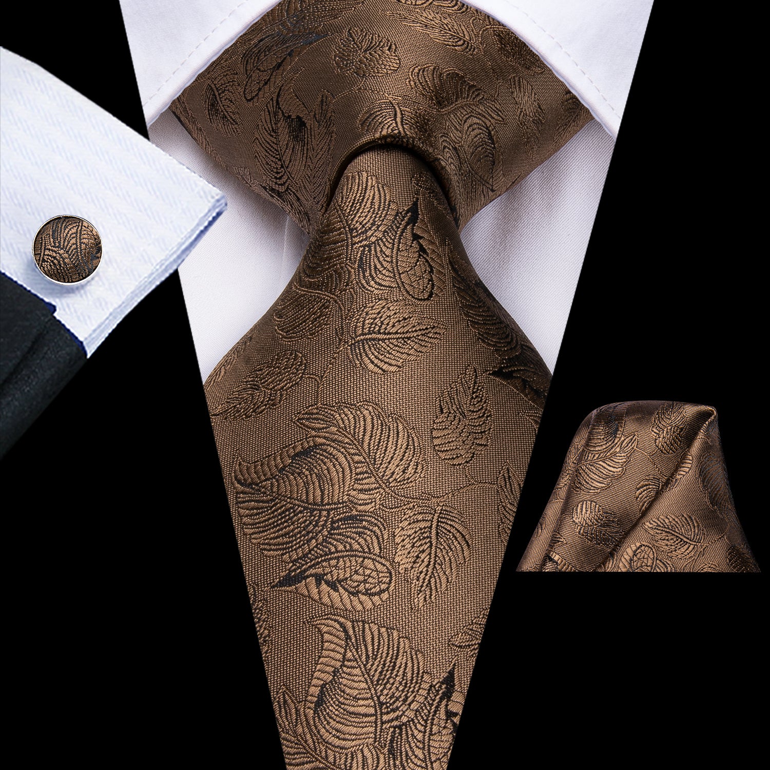 Solid Bronze Leaves Silk Tie