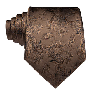 Solid Bronze Leaves Silk Tie