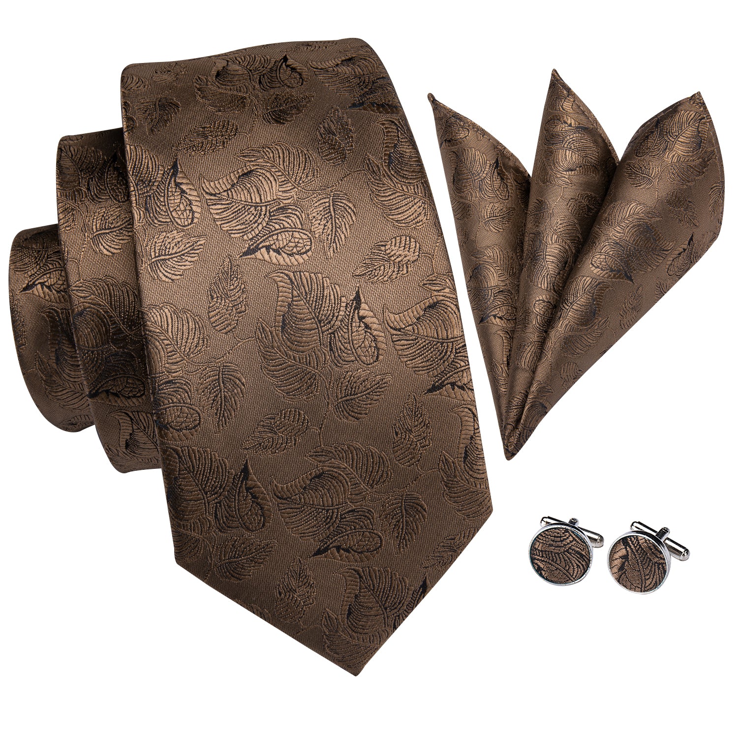 Solid Bronze Leaves Silk Tie