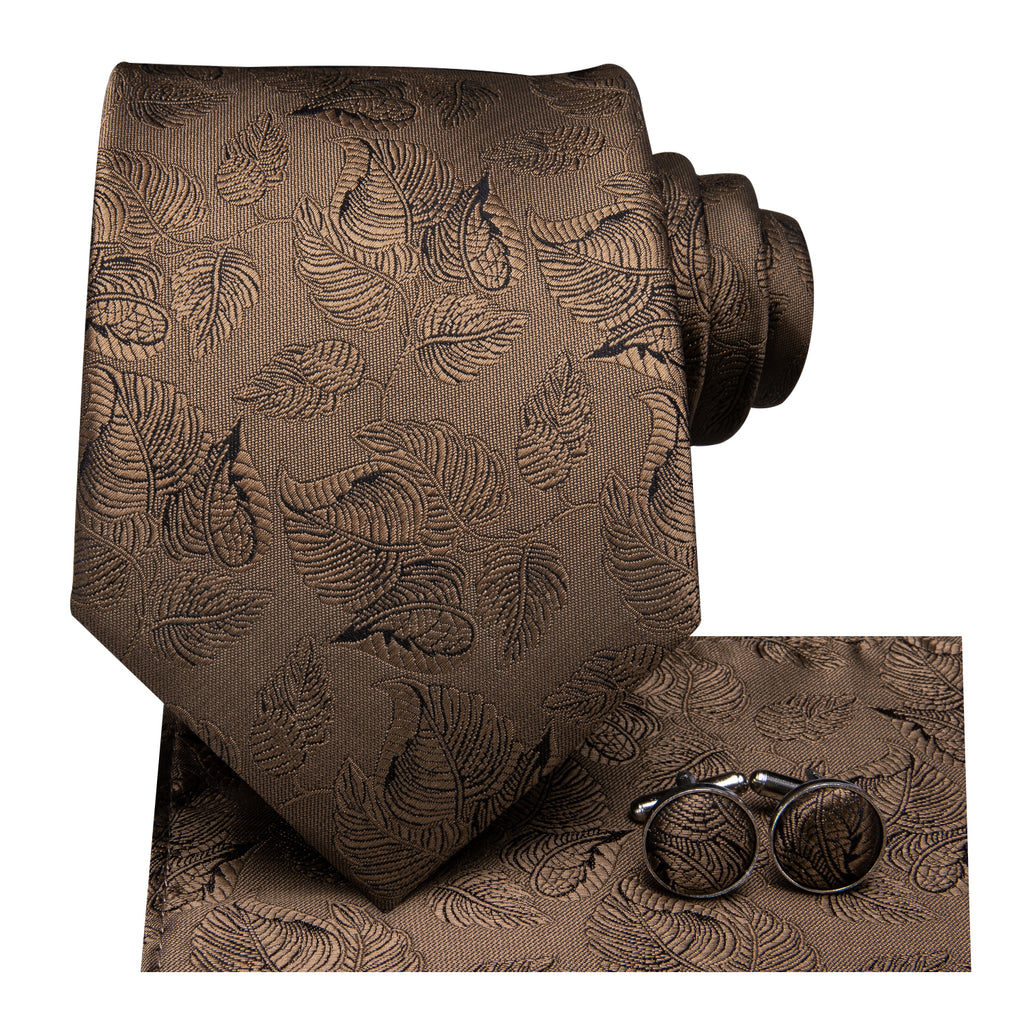 Solid Bronze Leaves Silk Tie