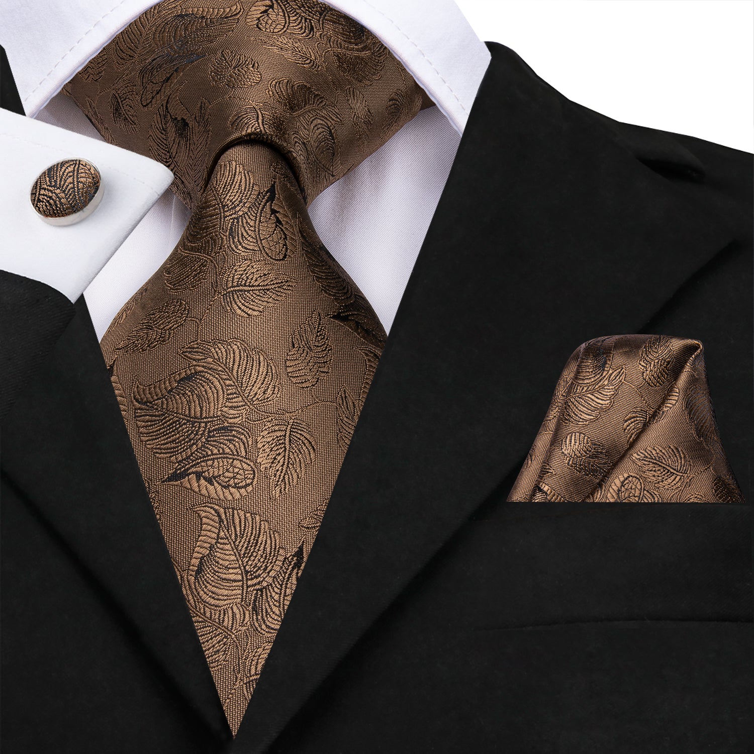 Solid Bronze Leaves Silk Tie