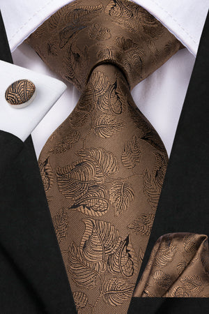 Solid Bronze Leaves Silk Tie