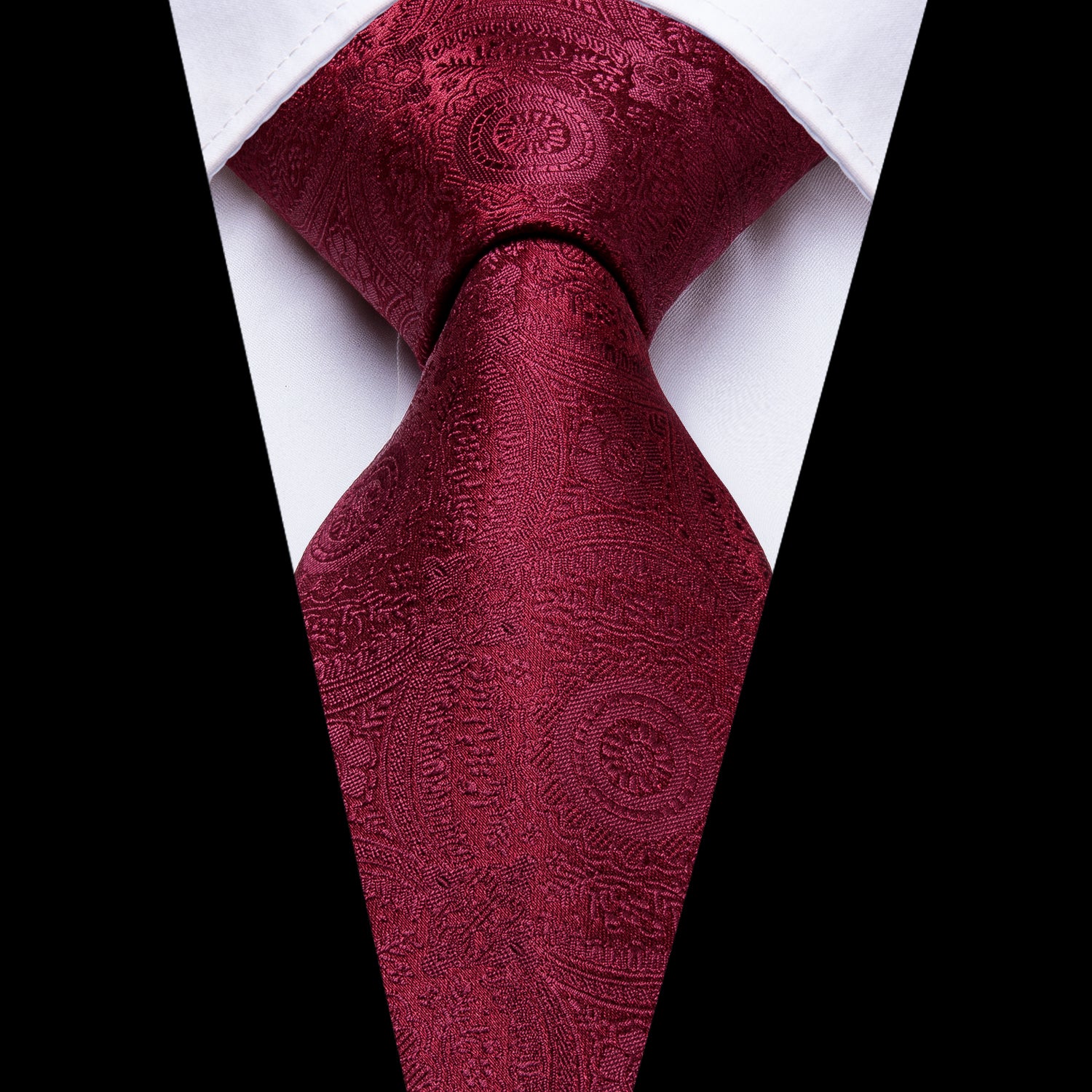 Solid Midnight Scarlet Blossoms Silk Tie