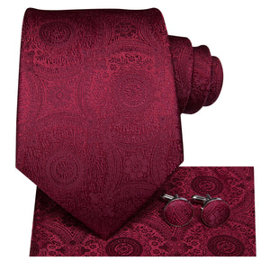 Solid Midnight Scarlet Blossoms Silk Tie