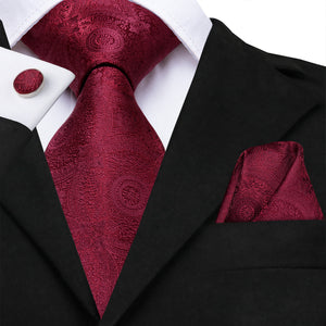 Solid Midnight Scarlet Blossoms Silk Tie