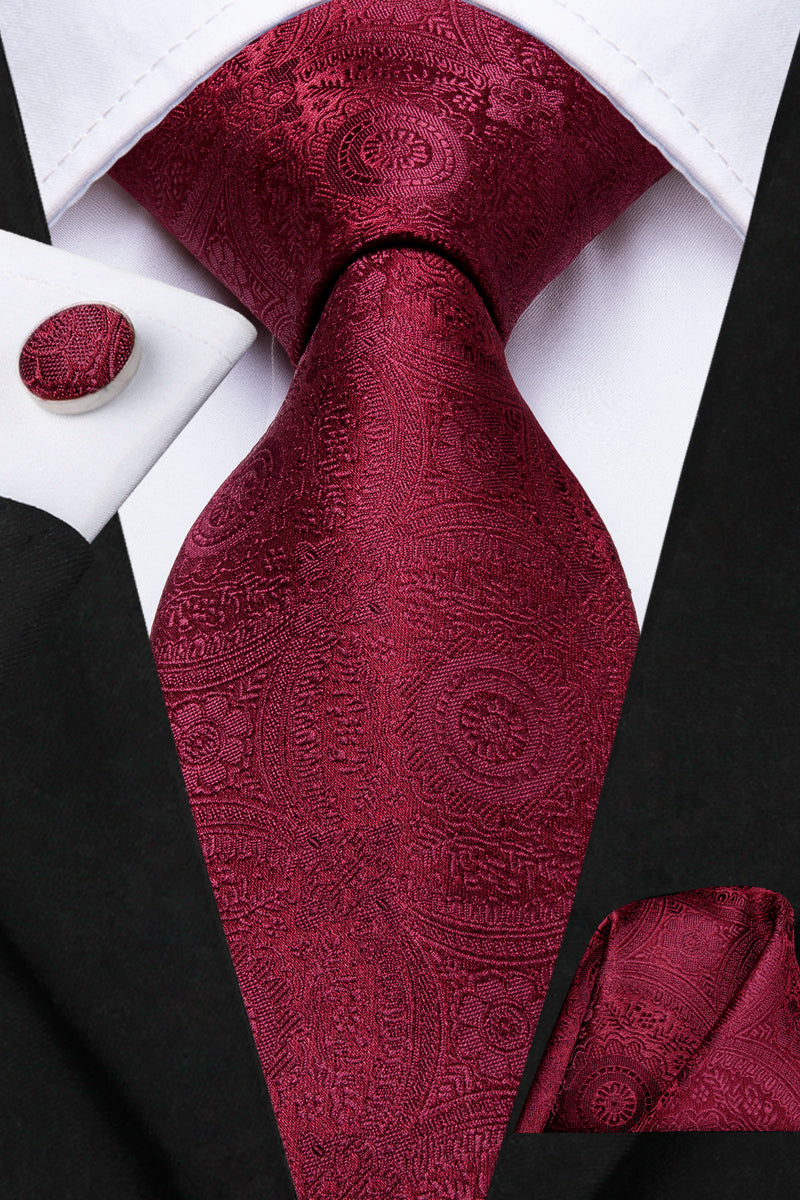 Solid Midnight Scarlet Blossoms Silk Tie