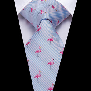 Aquamarine Flamingo Silk Tie