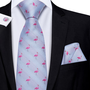 Aquamarine Flamingo Silk Tie