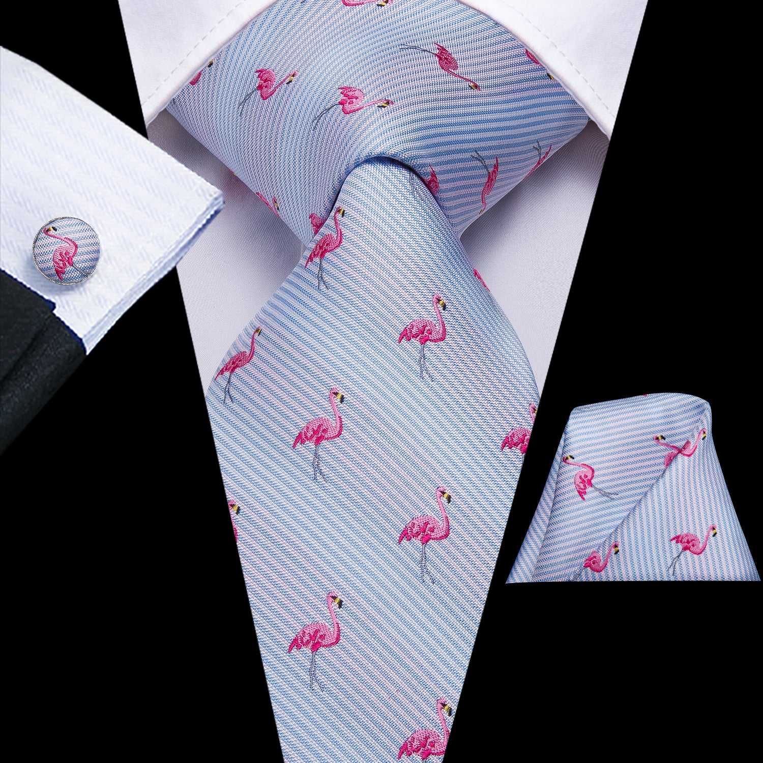 Aquamarine Flamingo Silk Tie