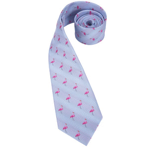 Aquamarine Flamingo Silk Tie