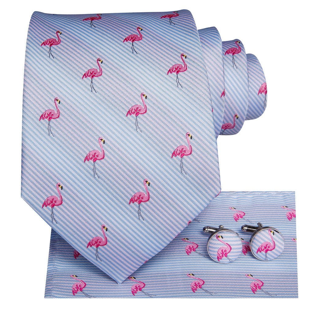 Aquamarine Flamingo Silk Tie