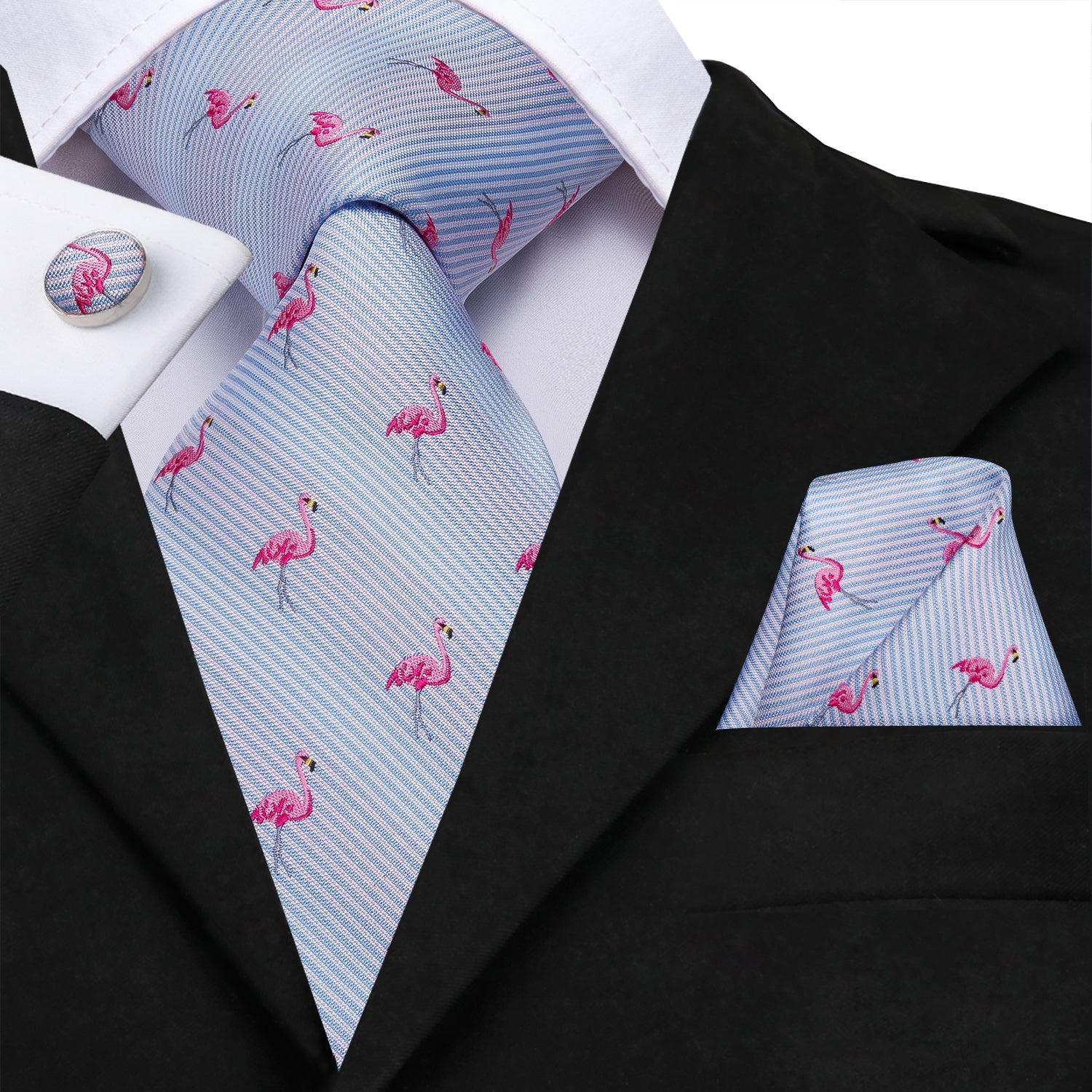 Aquamarine Flamingo Silk Tie