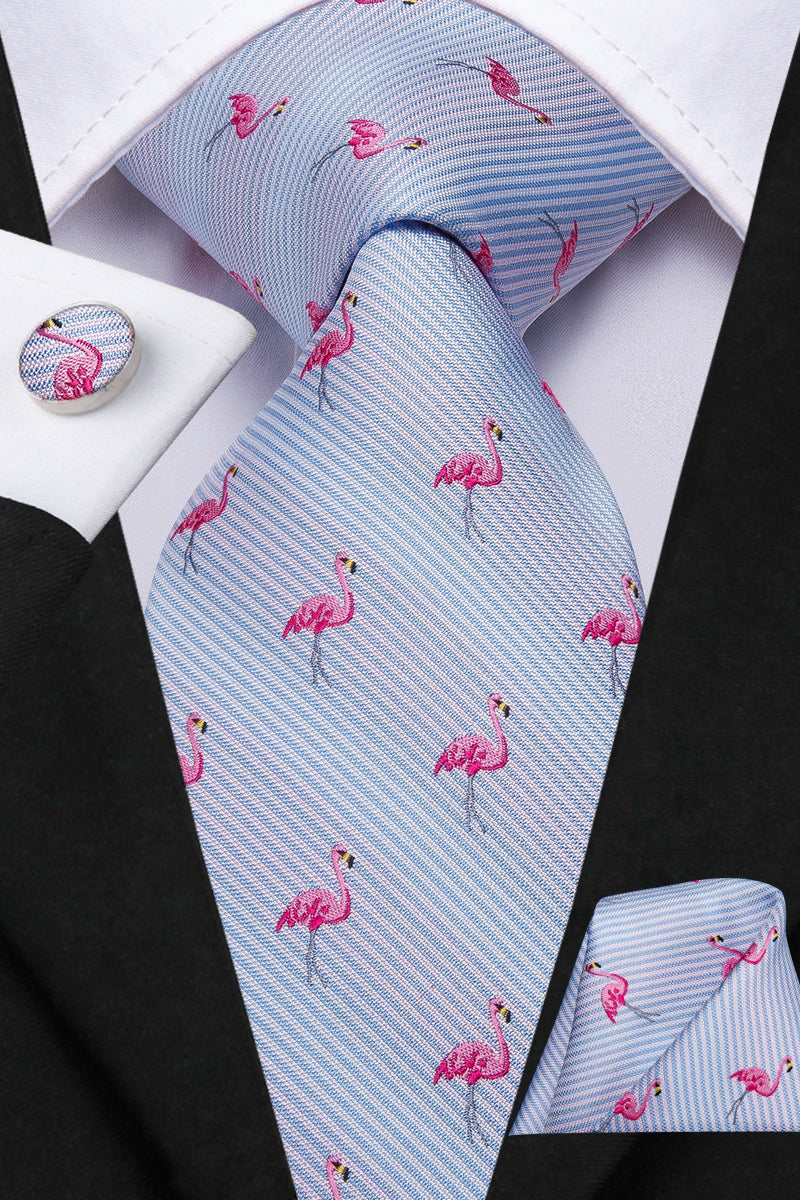 Aquamarine Flamingo Silk Tie