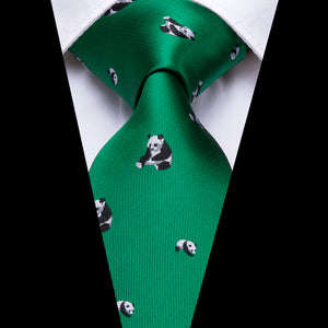 Emerald Pandas Silk Tie