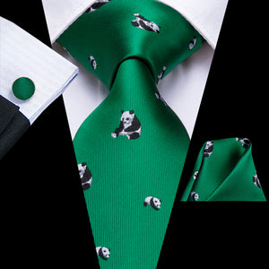 Emerald Pandas Silk Tie