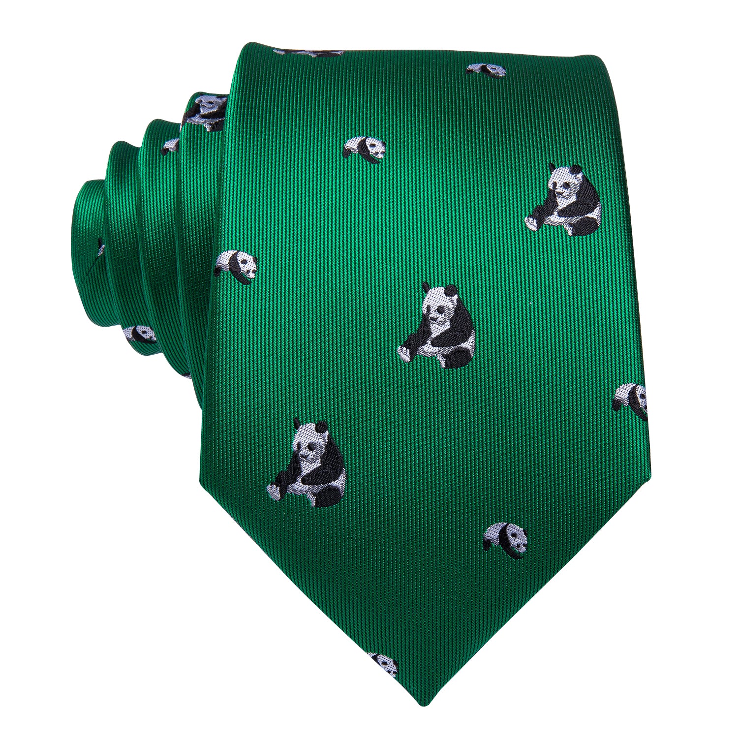 Emerald Pandas Silk Tie