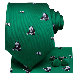 Emerald Pandas Silk Tie