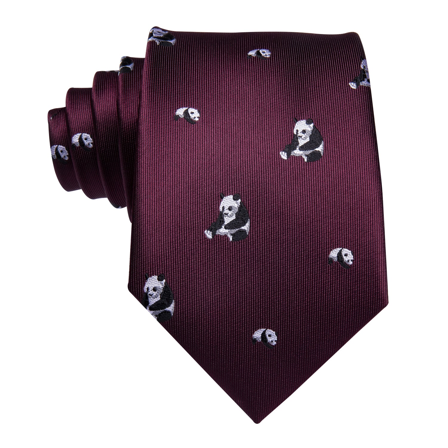 Midnight Ruby Pandas Silk Tie